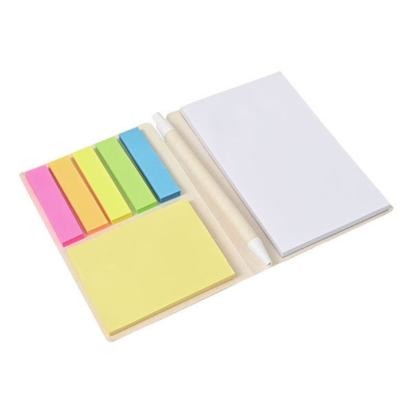 〈牛乳パック再利用〉手帳型ふせんセット(ボールペン付)