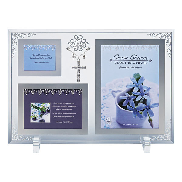 クロスチャームガラスフォトフレーム3W