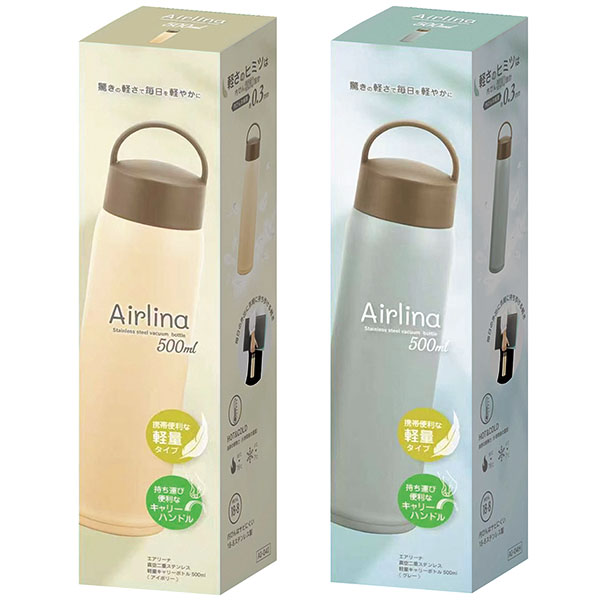 エアリーナ 真空二重ステンレス 軽量キャリーボトル 500ml エアリーナ 真空二重ステンレス 軽量キャリーボトル 500ml